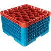 OptiClean NeWave Color-Coded Glass Rack with Four Extenders 30 Compartment - Orange-Carlisle Blue