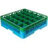 OptiClean 25 Compartment Glass Rack with 1 Extender 5.56 - Green-Carlisle Blue