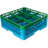 OptiClean 9 Compartment Glass Rack with 2 Extenders 7.12 - Green-Carlisle Blue