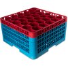 OptiClean NeWave Color-Coded Glass Rack with Three Extenders 30 Compartment (2pk) - Red-Carlisle Blue