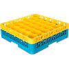 OptiClean NeWave Color-Coded Glass Rack with Integrated Extender 30 Compartment - Yellow-Carlisle Blue
