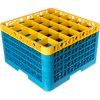 OptiClean 25 Compartment Glass Rack with 5 Extenders 11.9 - Yellow-Carlisle Blue