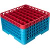 OptiClean 49 Compartment Glass Rack with 4 Extenders 10.3 - Red-Carlisle Blue