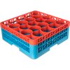 OptiClean NeWave Color-Coded Glass Rack with Two Extenders 20 Compartment - Orange-Carlisle Blue