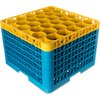 OptiClean NeWave Color-Coded Glass Rack with Five Extenders 30 Compartment - Yellow-Carlisle Blue