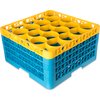 OptiClean NeWave Color-Coded Glass Rack with Four Extenders 20 Compartment - Yellow-Carlisle Blue