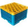 OptiClean NeWave Color-Coded Glass Rack with Four Extenders 30 Compartment - Yellow-Carlisle Blue