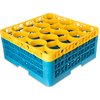 OptiClean NeWave Color-Coded Glass Rack with Three Extenders 20 Compartment - Yellow-Carlisle Blue