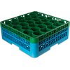 OptiClean NeWave Color-Coded Glass Rack with Two Extenders 30 Compartment - Green-Carlisle Blue