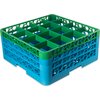 OptiClean 16 Compartment Glass Rack with 3 Extenders 8.72 - Green-Carlisle Blue
