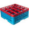 OptiClean 16 Compartment Glass Rack with 3 Extenders 8.72 - Red-Carlisle Blue