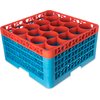 OptiClean NeWave Color-Coded Glass Rack with Four Extenders 20 Compartment - Orange-Carlisle Blue