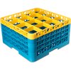 OptiClean 16 Compartment Glass Rack with 4 Extenders 10.3 - Yellow-Carlisle Blue