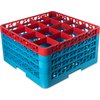 OptiClean 16 Compartment Glass Rack with 4 Extenders 10.3 - Red-Carlisle Blue