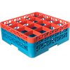 OptiClean 16 Compartment Glass Rack with 2 Extenders 7.12 - Orange-Carlisle Blue