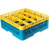 OptiClean 16 Compartment Glass Rack with 2 Extenders 7.12 - Yellow-Carlisle Blue