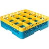 OptiClean 16 Compartment Glass Rack with 1 Extender 5.56 - Yellow-Carlisle Blue