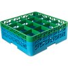 OptiClean 16 Compartment Glass Rack with 2 Extenders 7.12 - Green-Carlisle Blue