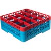 OptiClean 16 Compartment Glass Rack with 2 Extenders 7.12 - Red-Carlisle Blue