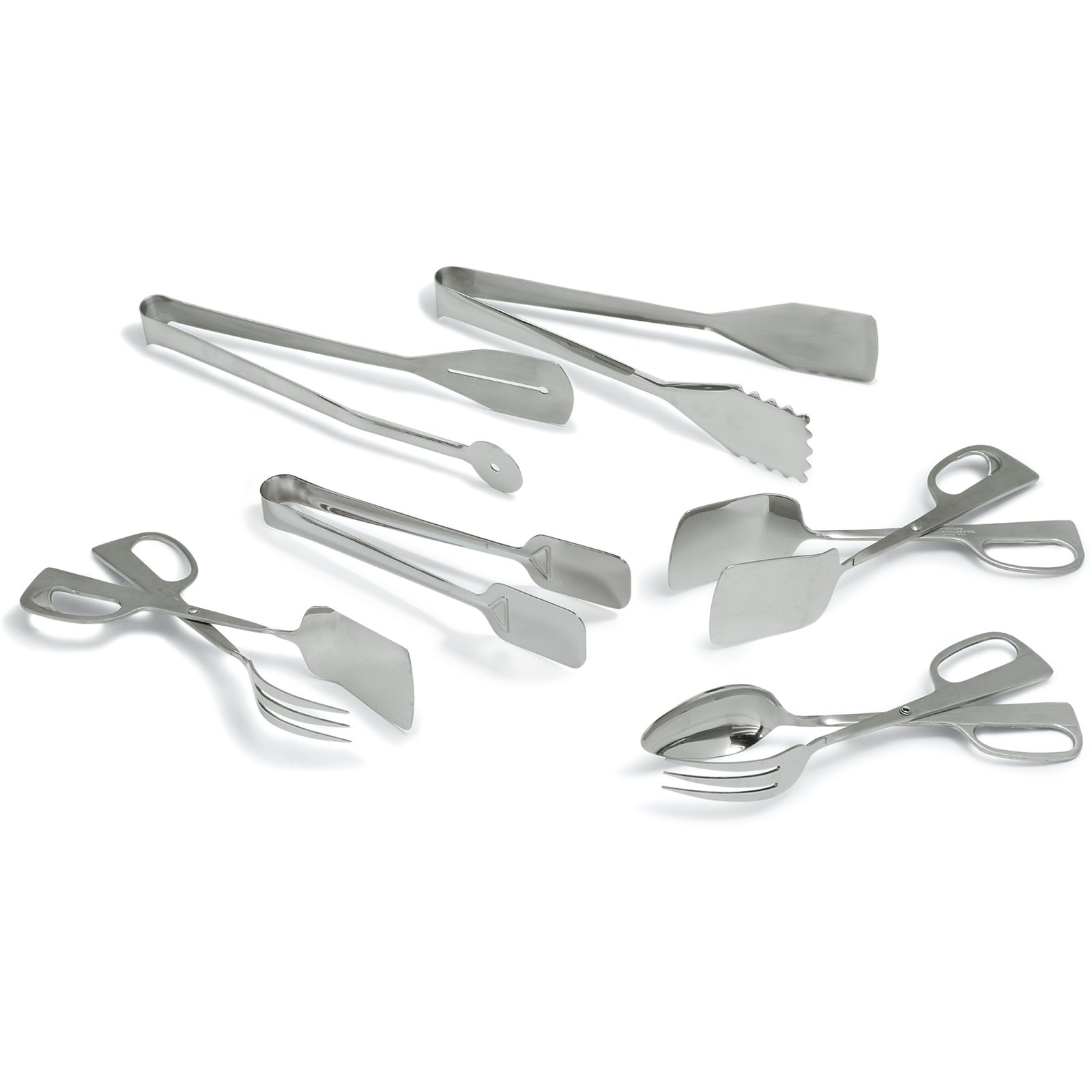 Met Lux Gray Stainless Steel 2-Piece Kitchen Tong Set - Scalloped - 12 x 1  3/4