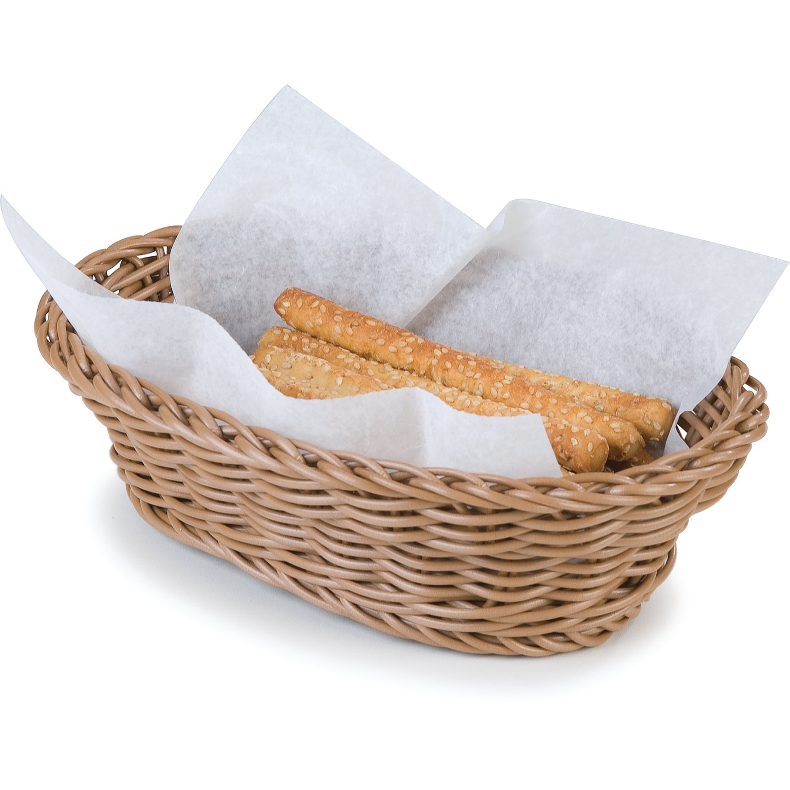 655025 Woven Baskets Oval Basket Small 9 Caramel Carlisle Foodservice Products