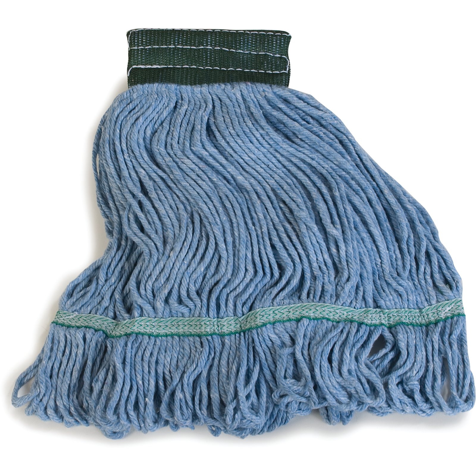 Carlisle 369448B14 Looped-End Mop Head With Green Band Medium Blue Pack of 12 