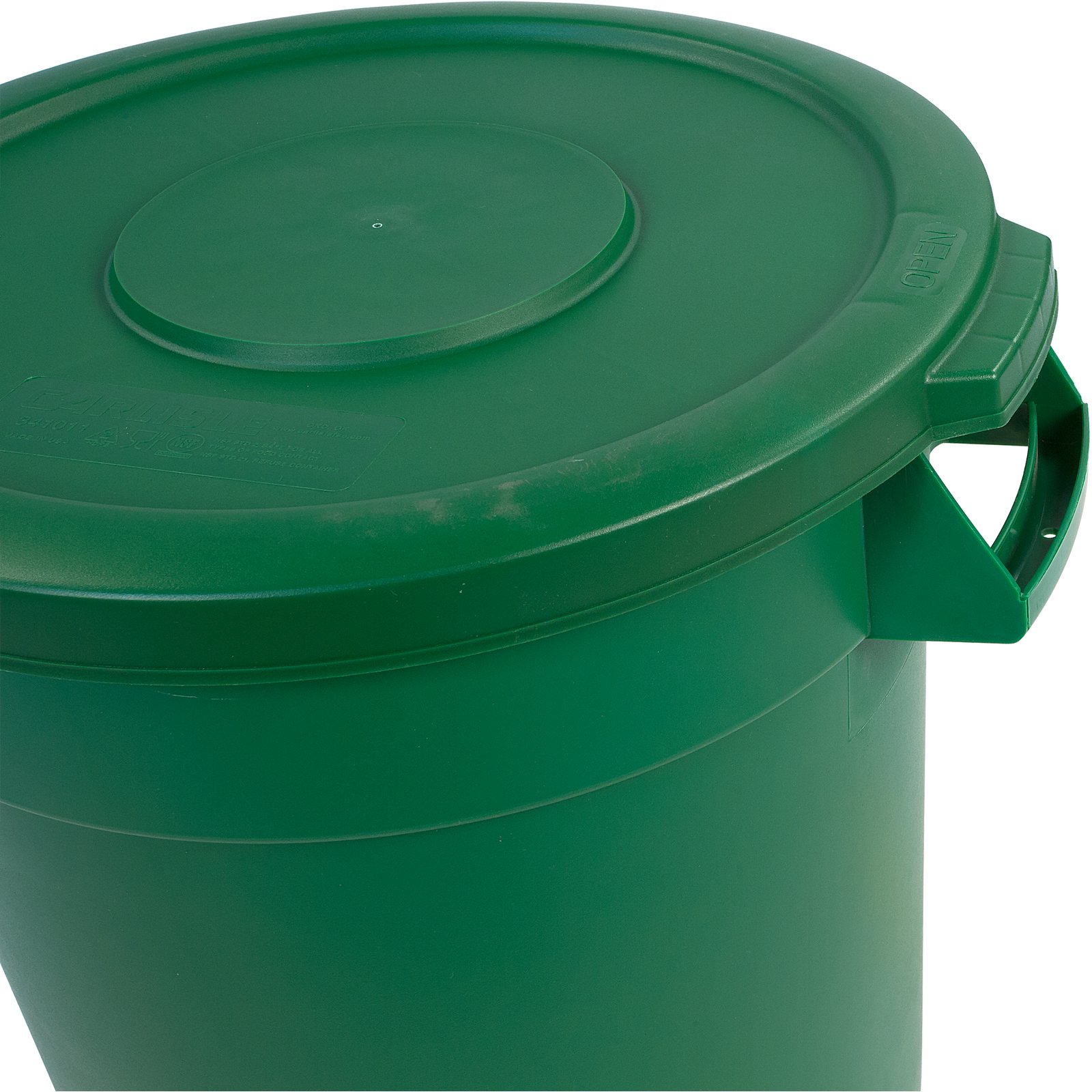 34101109 Bronco™ Round Waste Bin Trash Container Lid 10 Gallon Green Carlisle FoodService