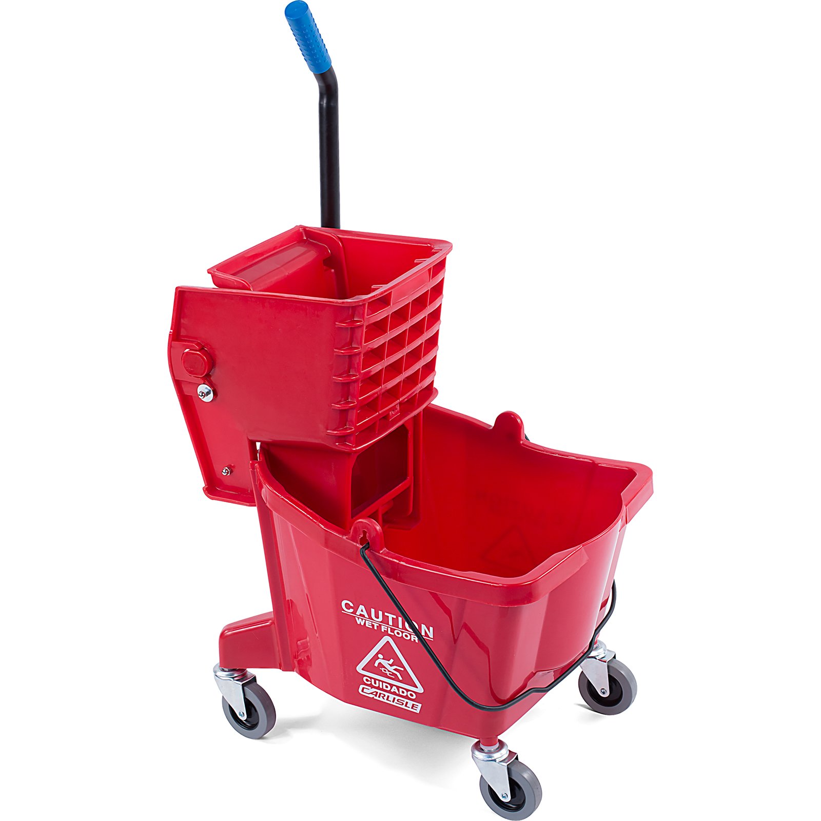 Lavex 26 Qt. Red Mop Bucket and Side Press Wringer Combo