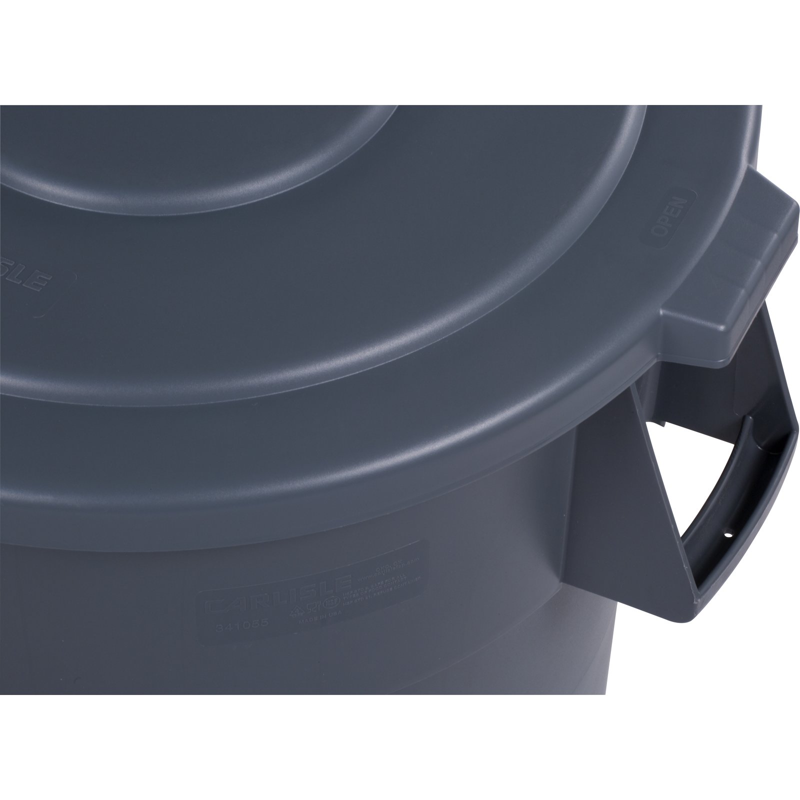 34105623 Bronco™ Round Waste Bin Trash Container Lid 55 Gallon Gray