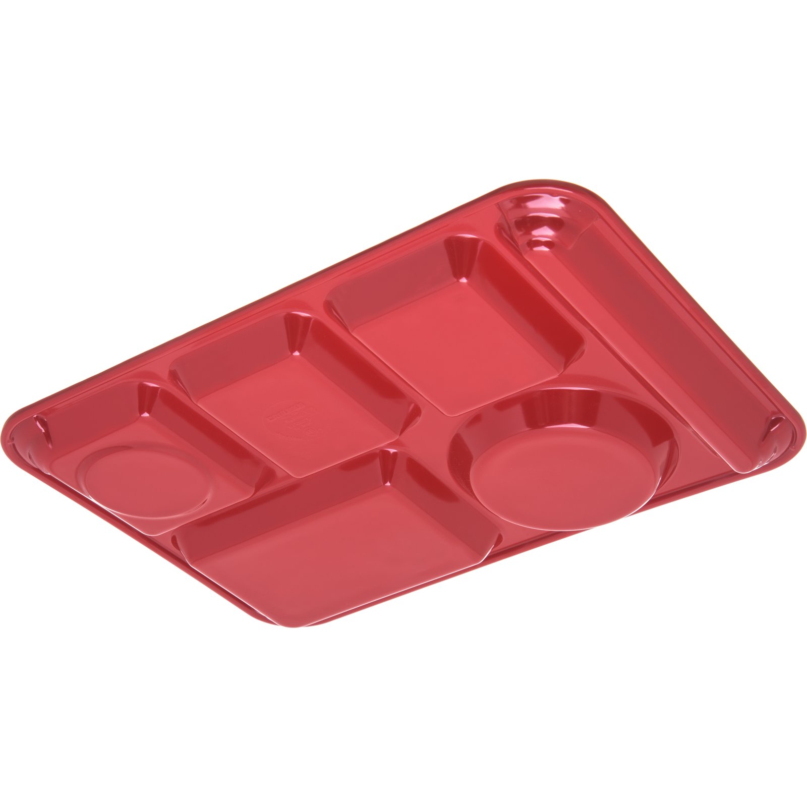 4398005 - Left-Hand Heavyweight 6-Compartment Melamine Tray 10 x 14 - Red