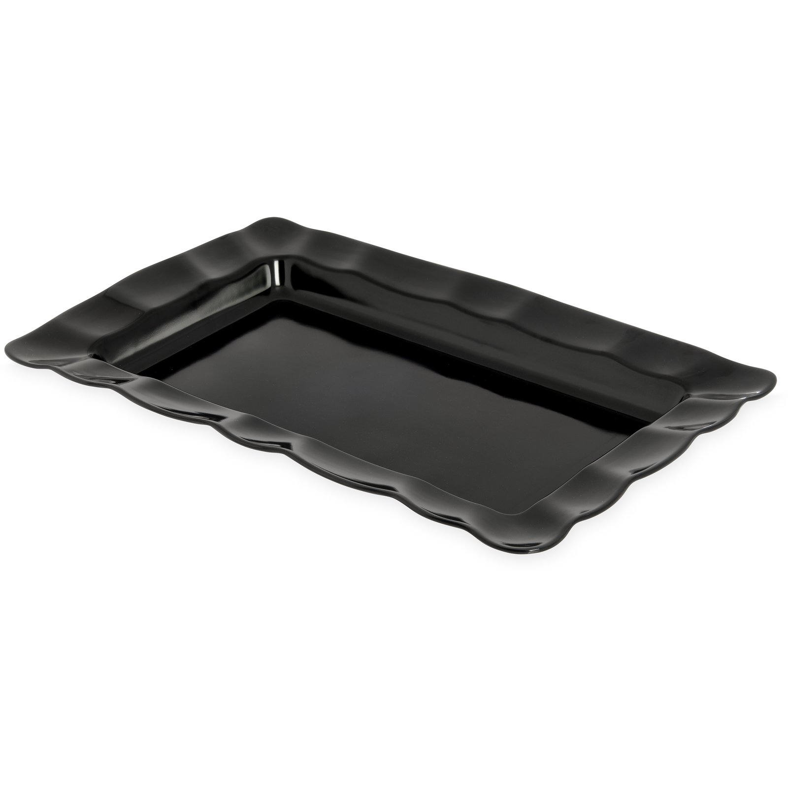 794403 Displayware™ Rectangular Small Scalloped Tray 19.5x13 Black