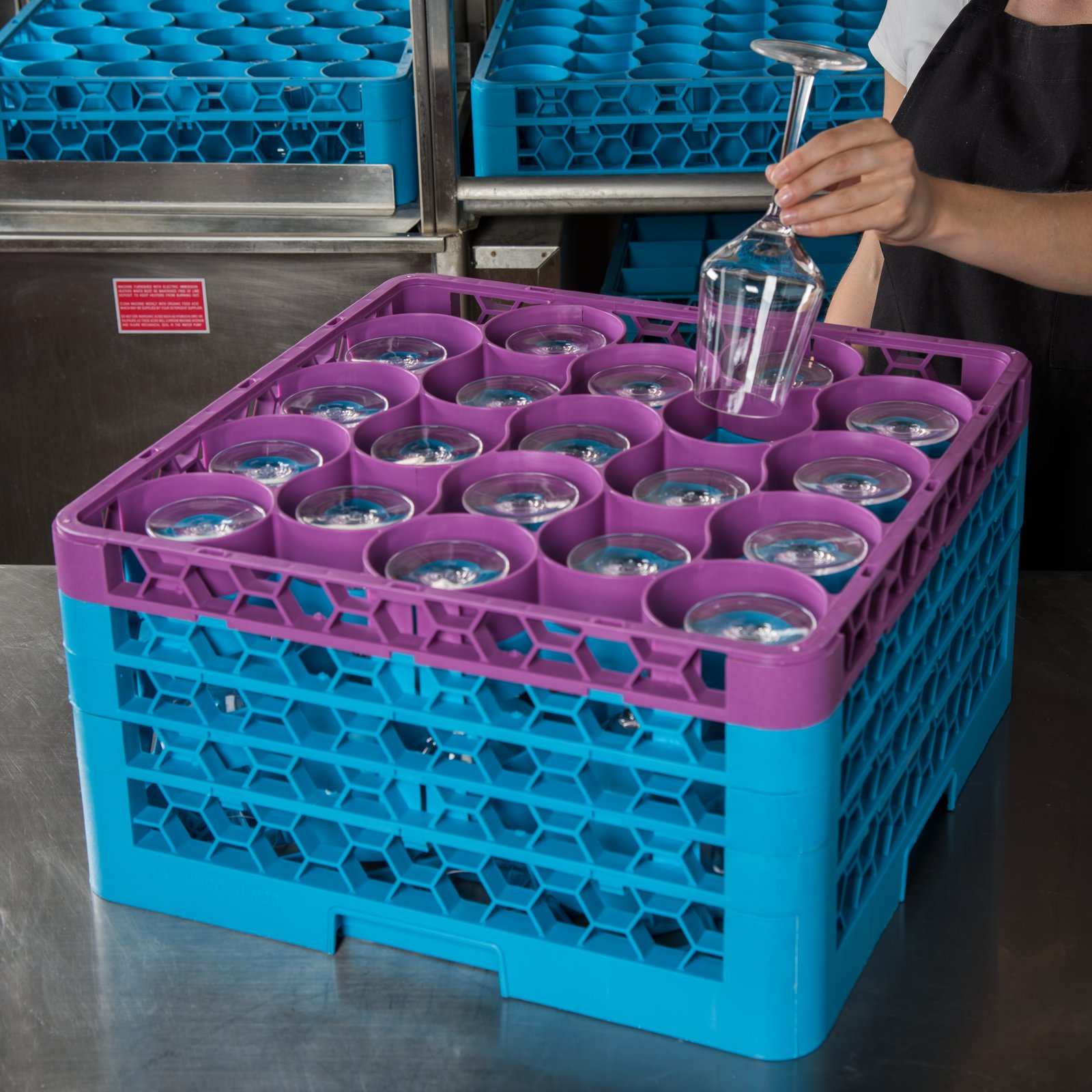 RW203C414 OptiClean™ NeWave™ ColorCoded Glass Rack with 4