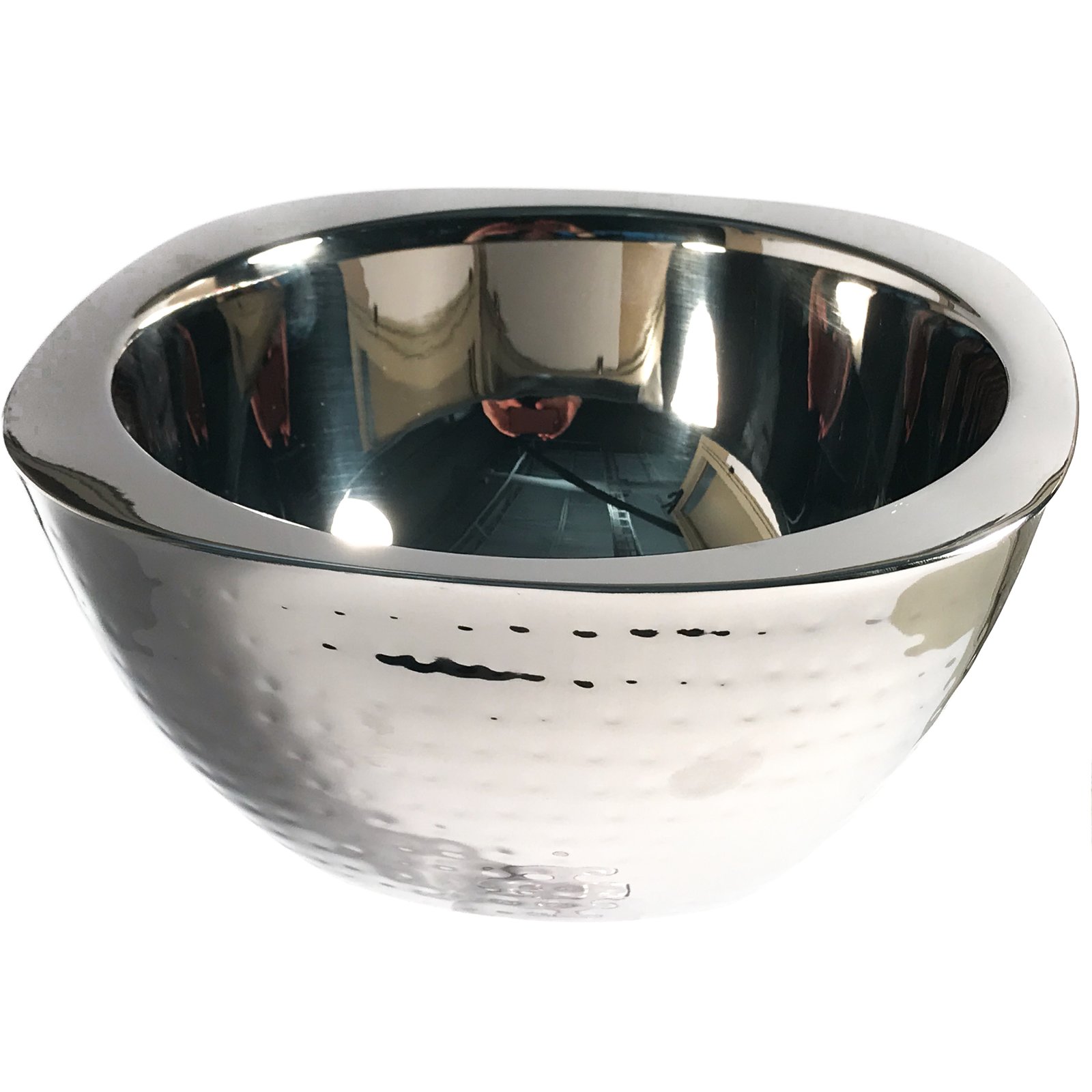 609211 Square Bowl w/Hammered Finish 3.5 qt, 10" Stainless Steel