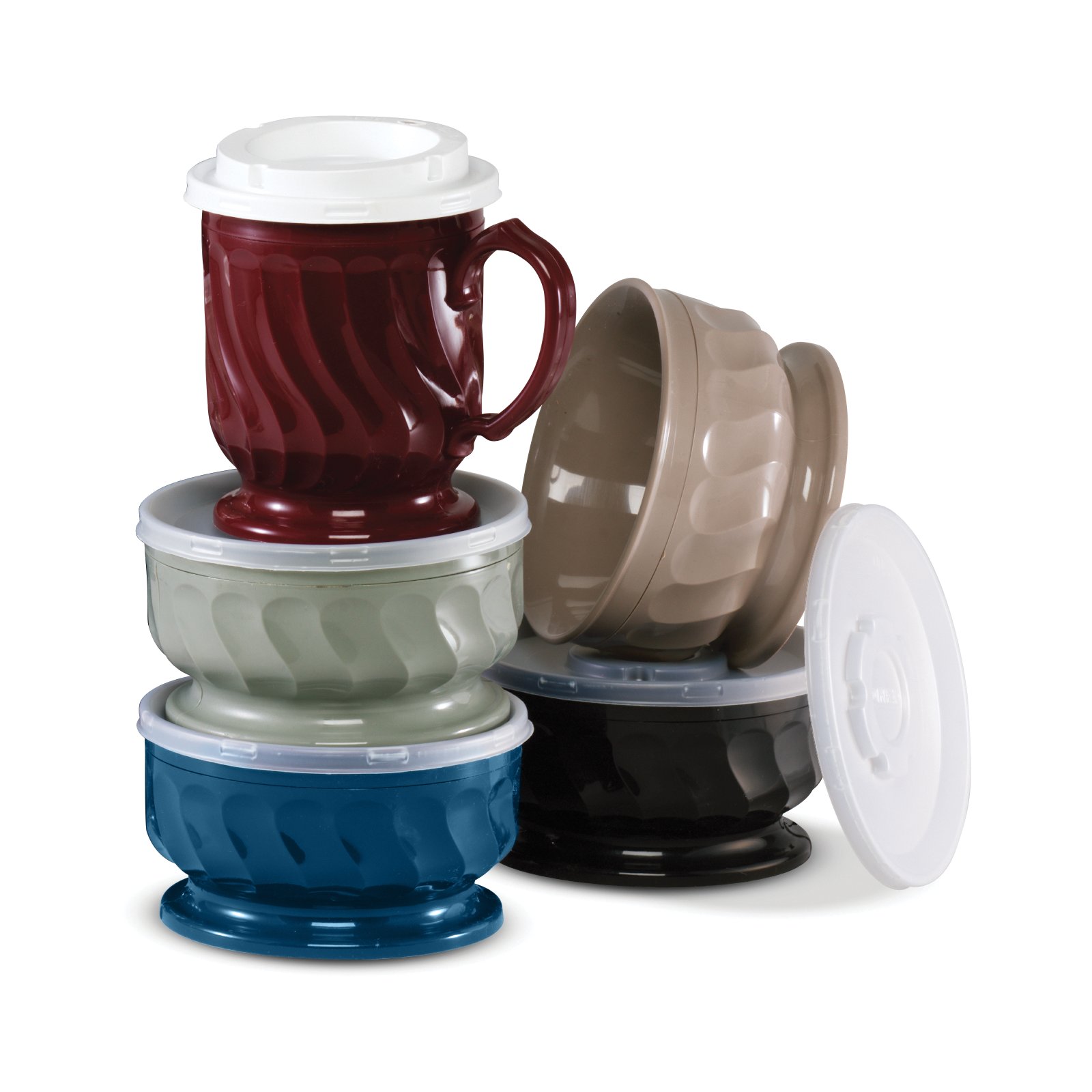 Set of 4 coffee/tea cupNEW Turnbury Dinex 3000 Cranberry Insulated Mugs Melamine 