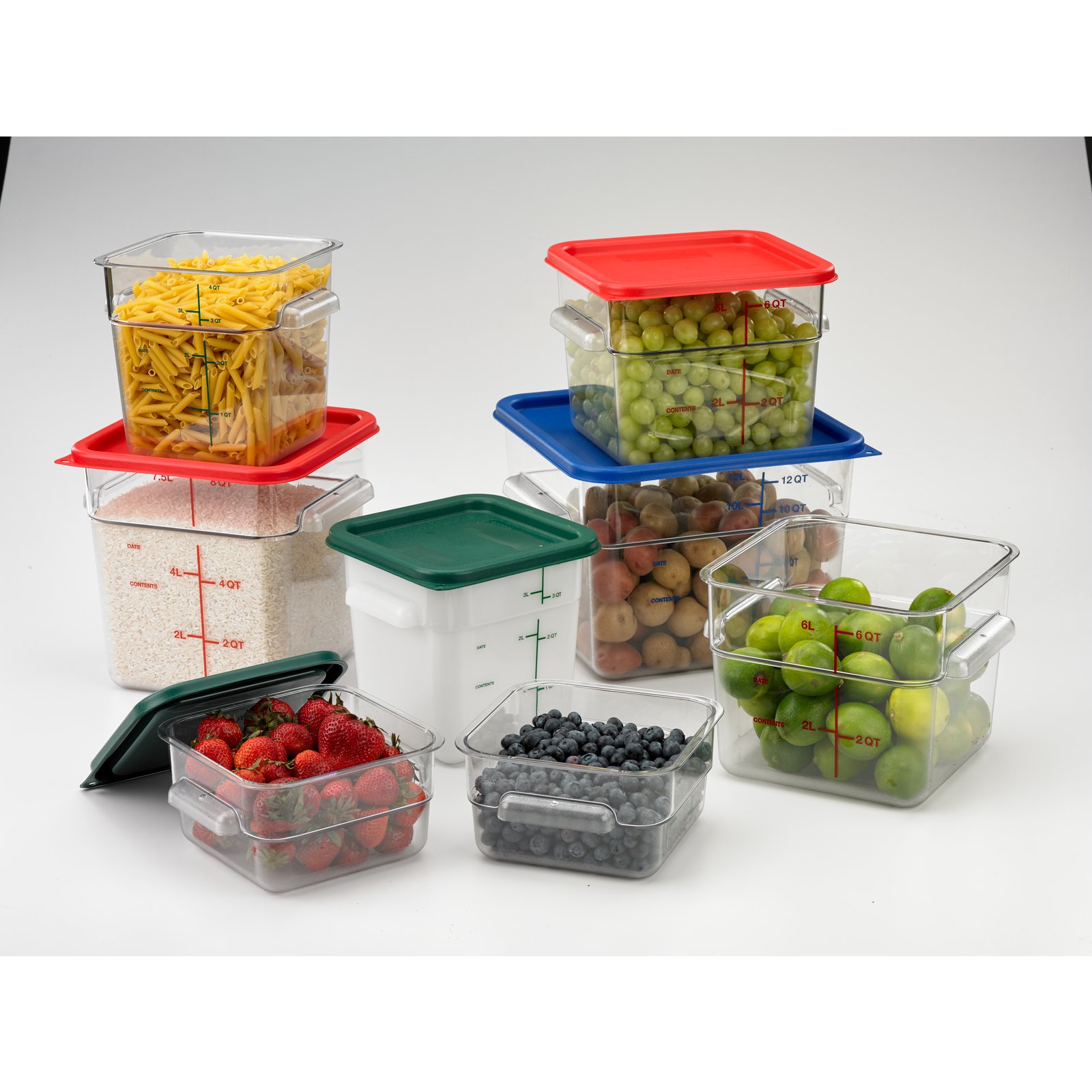 Hakka 4 qt Commercial Grade Square Food Storage Containers with Lids,Polycarbonate,Clear - Case of 5