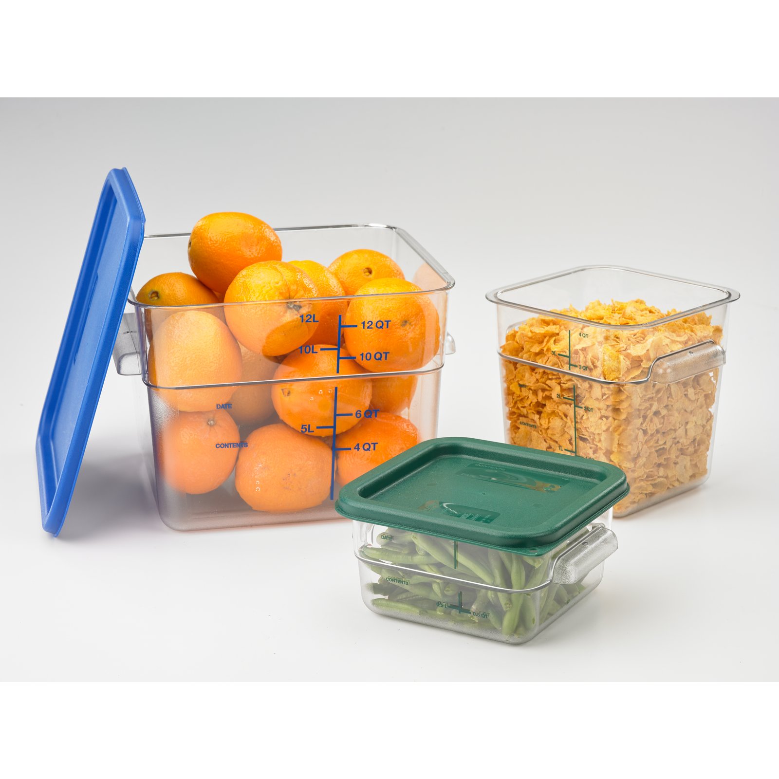 Hakka 4 qt Commercial Grade Square Food Storage Containers with Lids,Polycarbonate,Clear - Case of 5