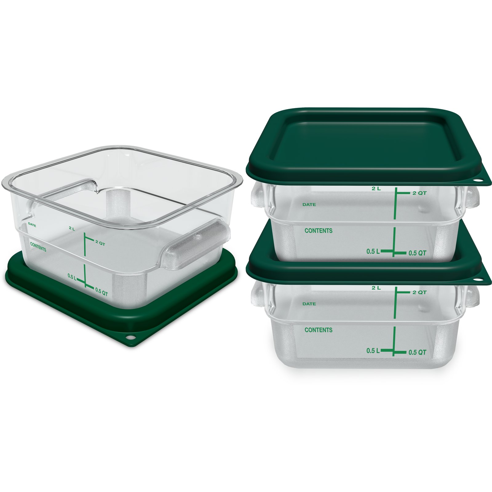 Food storage container REUSE AND REDUCE, set of 3 pcs, green