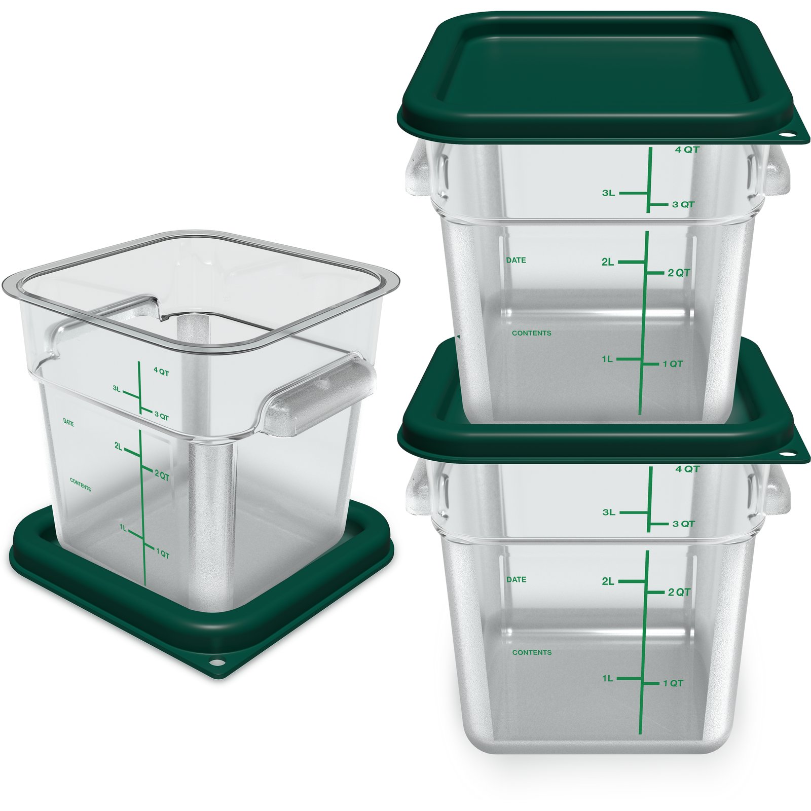 ODOMU 4 Pack Fridge Food Storage Container with Lids, Plastic