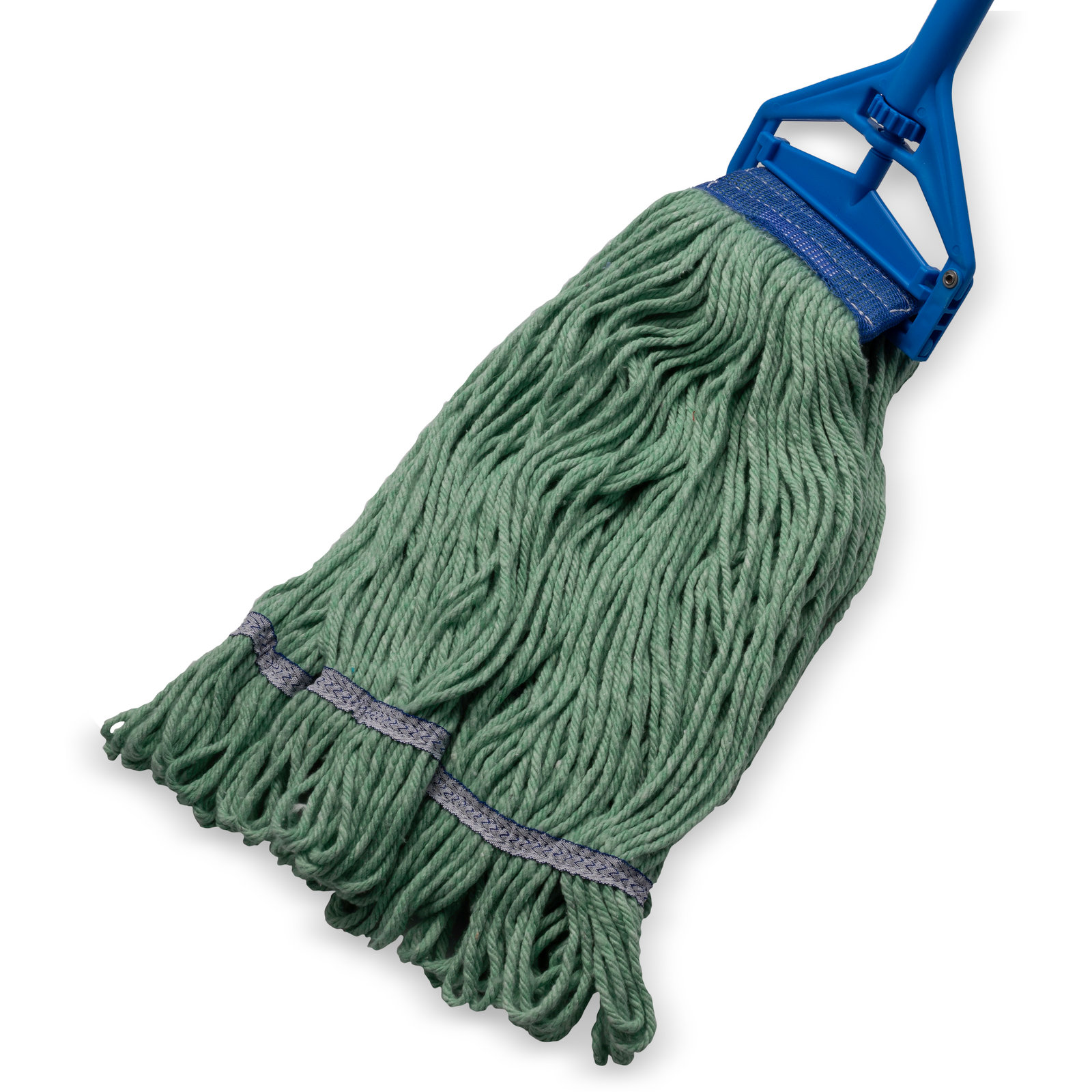 Lavex 18 oz. Blue Microfiber Looped End Wet Mop Head with 5 Green Headband