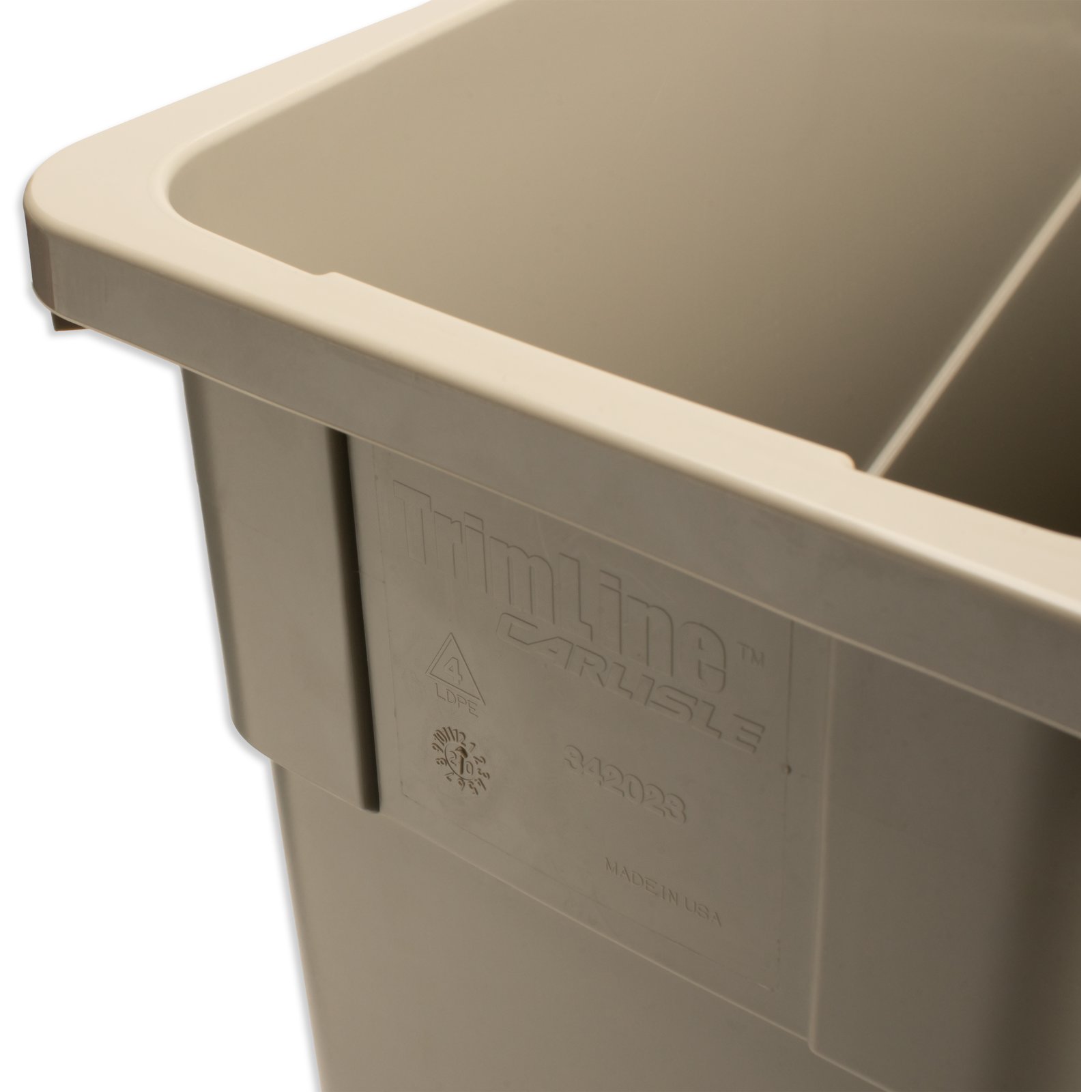 Carlisle 34201523 Trimline Rectangle Waste Container Trash Can, 15 Gallon, Gray