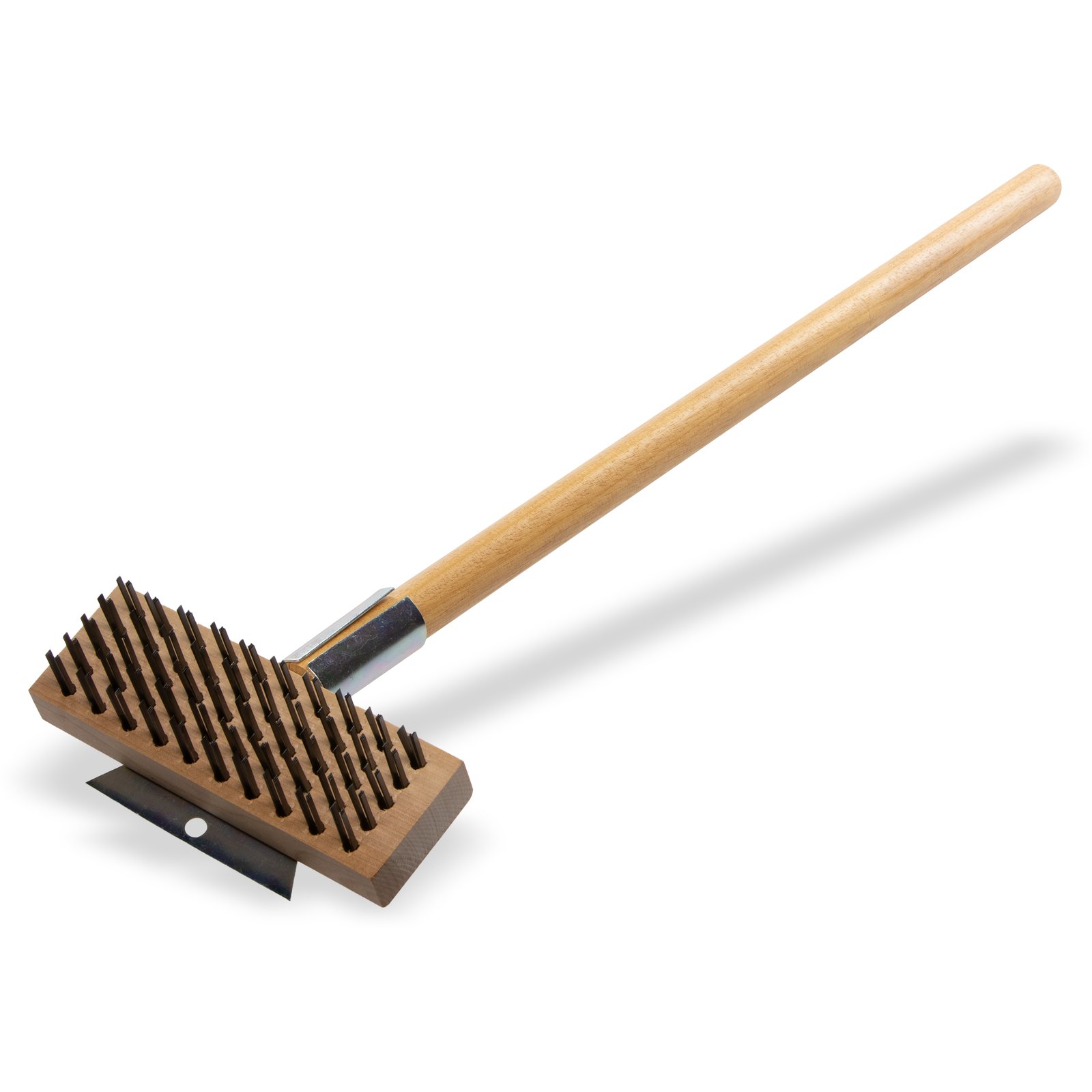 Carlisle FoodService Products 4152000 Oven Brush & Scraper With Handle,  8-1/2 Wide, 1-1/4 Brass Bristles, 42 Long Hardwood Handle