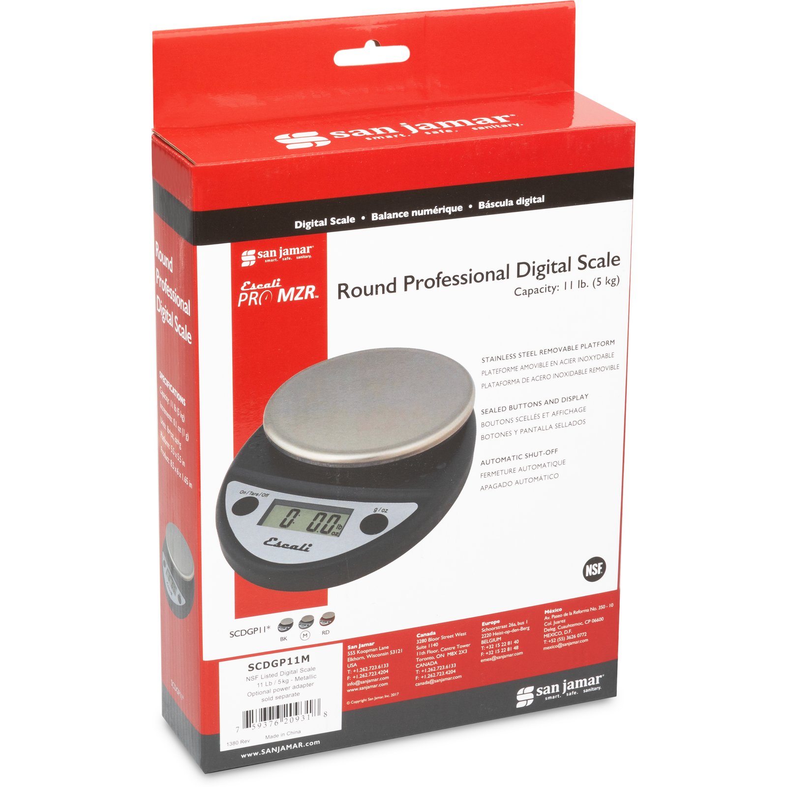 San Jamar Metallic Round Professional Digital Scale, 11 Pound. SCDGP11M