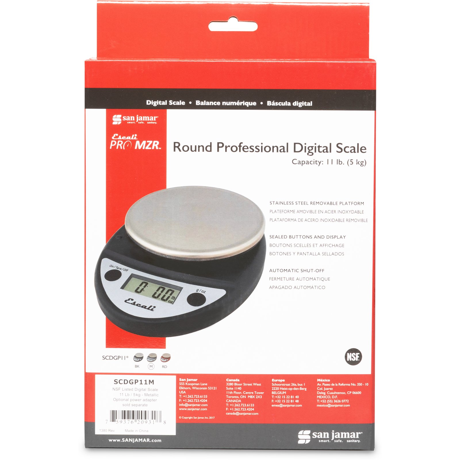 San Jamar Metallic Round Professional Digital Scale, 11 Pound. SCDGP11M
