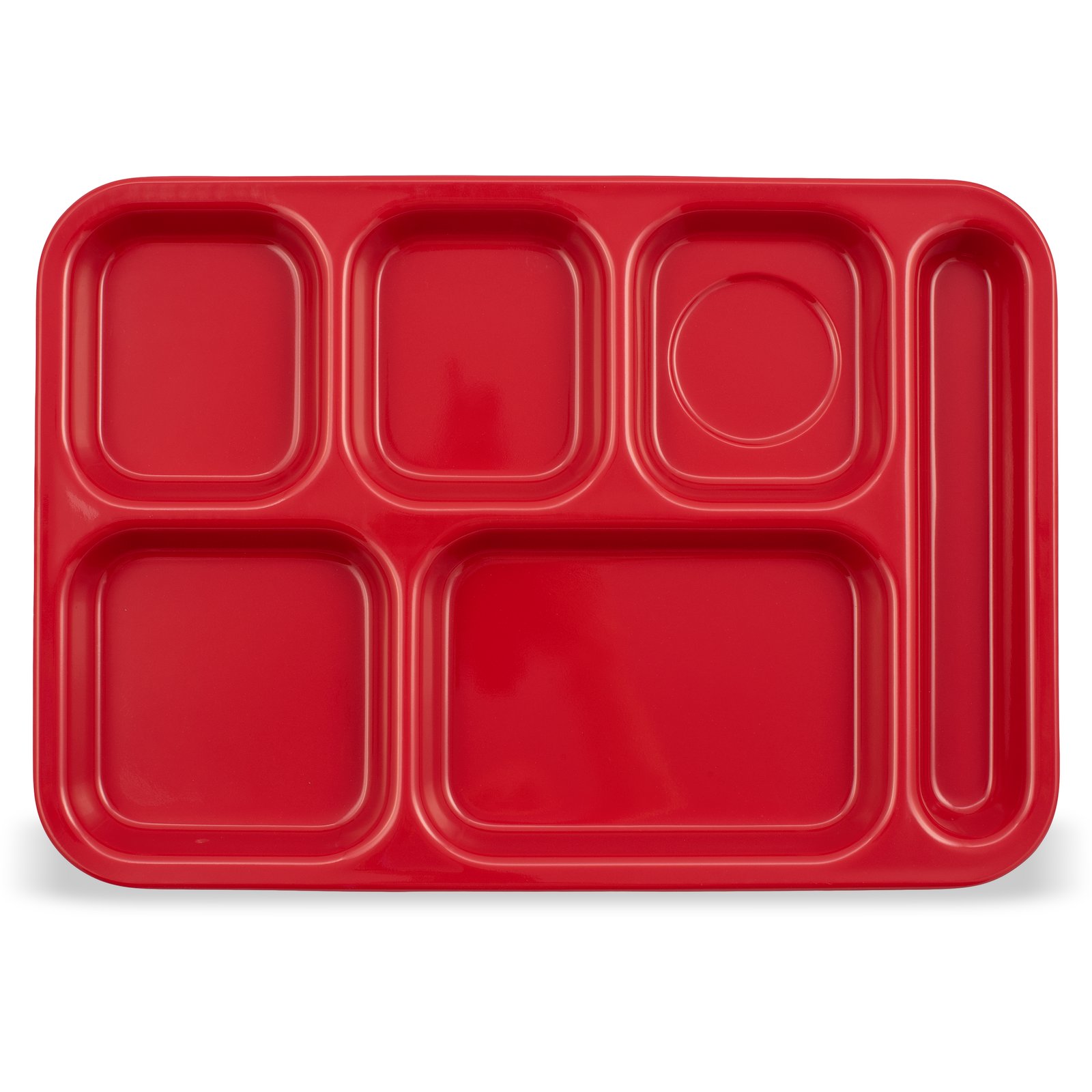 484 - school cafeteria trays, 6-compartment, 10 x 14.5, pink and
