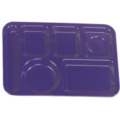 4398050 Left-Hand Heavyweight 6-Compartment Melamine Tray 10" x 14" - Dark Blue