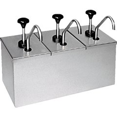 386230IB Insulated Condiment Topping Rail with 3 Metal Pumps & Ice Packs  - Stainless Steel