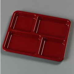 KL44485 4-Compartment Melamine Tray 8.5" x 11" - Dark Cranberry