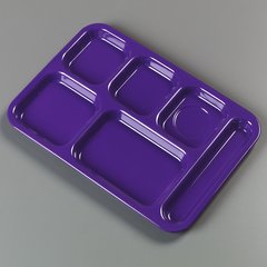 4398887 Right Hand 6-Compartment Melamine Tray 14.5" x 10" - Purple