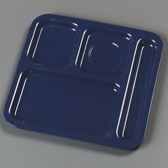 4398450 Right Hand 4-Compartment Melamine Tray 10" x 9.75" - Dark Blue