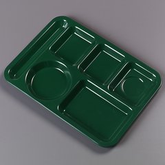 4398008 Left-Hand Heavyweight 6-Compartment Melamine Tray 10" x 14" - Forest Green